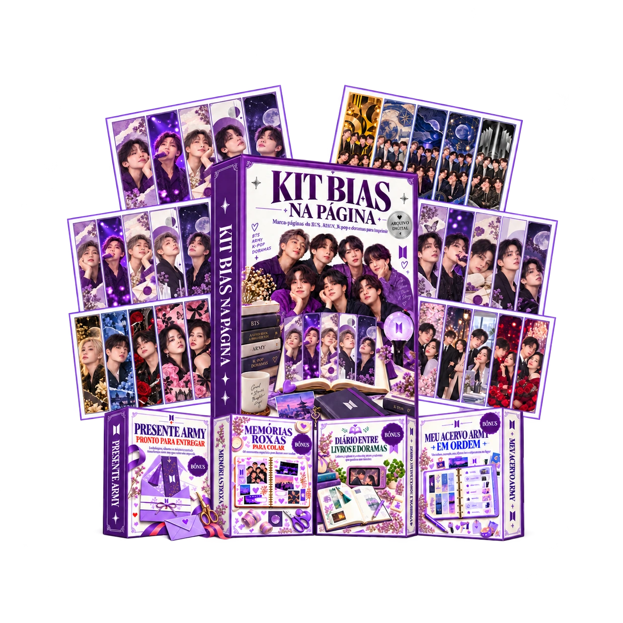 Kit Bias na Página com folhas reais de marcadores e quatro bônus